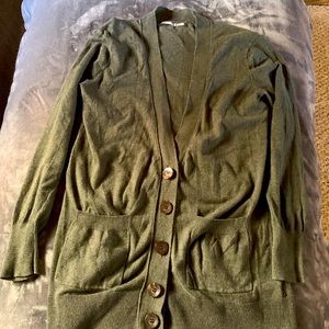 Rubbish long, dark green cardigan